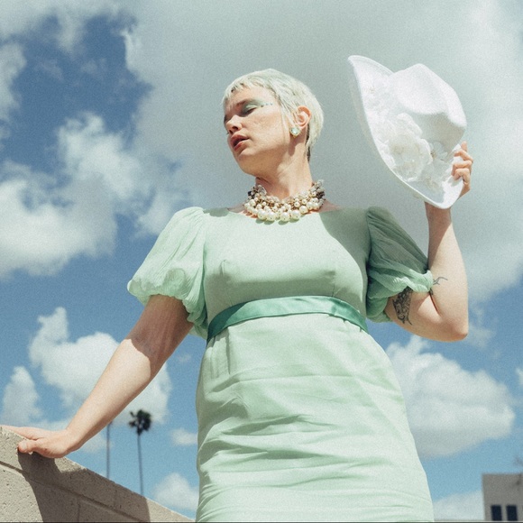 VINTAGE FAIRYTALE PUFF SLEEVE GOWN pastel blogger - Picture 3 of 10